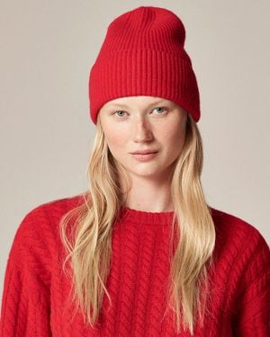 J.Crew Ribbed Cashmere Beanie - Red