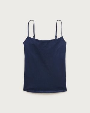 J.Crew Stretch Cotton Shelf-Bra Tank Top - Blue