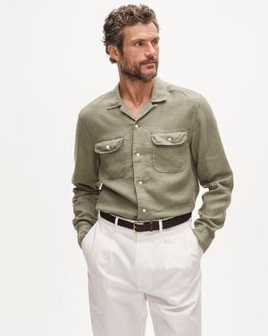 J.Crew Camp-Collar Linen Shirt - Natural