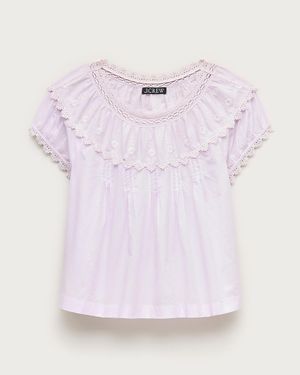 J.Crew Embroidered Cap-Sleeve Top - Pink
