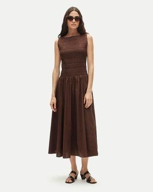J.Crew Lina Smocked Midi Dress - Brown