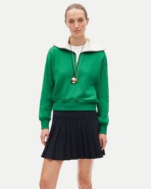 J.Crew Heritage Terry Quarter-Zip - Green