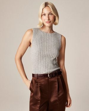J.Crew Wide-Rib Cashmere Sweater Shell - Brown