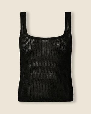J.Crew Onia Linen-Cotton Blend Knit Squareneck Tank Top - Black