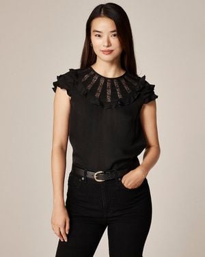 J.Crew Flutter-Sleeve Shirt - Black