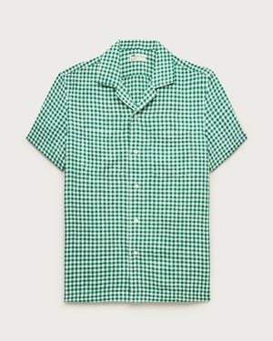 J.Crew Short-Sleeve Linen Camp-Collar Shirt - Green