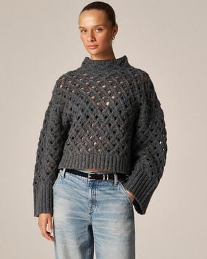 J.Crew Cross-Cable Mockneck Sweater - Gray
