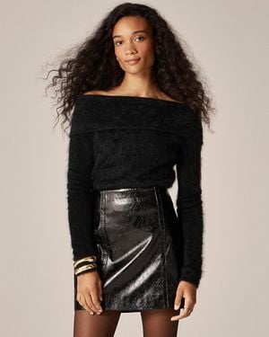 J.Crew Brushed Cashmere Foldover Sweater - Black