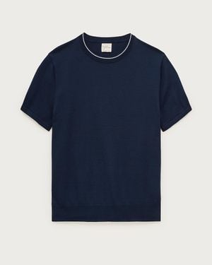 J.Crew Short-Sleeve Tipped Crewneck Sweater - Blue