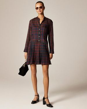 J.Crew Pleated Shirt-Dress - Natural