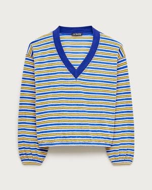 J.Crew Towel Terry V-Neck Sweatshirt - Blue