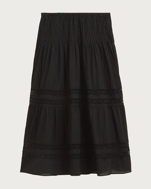 J.Crew Lace-Trim Pintuck Skirt - Black