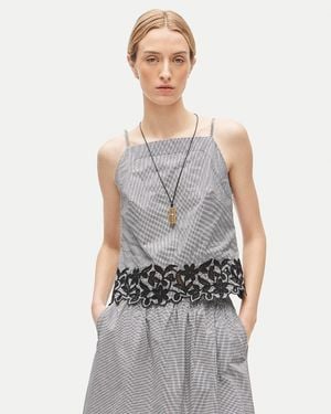 J.Crew Embroidered High-Neck Top - Gray
