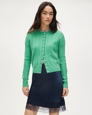 J.Crew Perfect Cashmere Cable-Knit Cardigan - Green