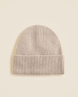 J.Crew Ribbed Cashmere Beanie - Natural