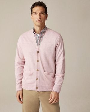 J.Crew Marled Cashmere-Linen Blend V-Neck Cardigan - Pink