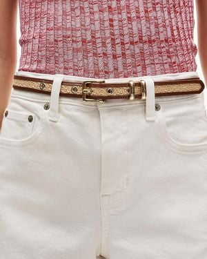 J.Crew Thin Woven Belt With Leather Trim - Pink