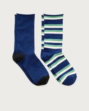 J.Crew Rolled-Edge Trouser Socks Two-Pack - Blue