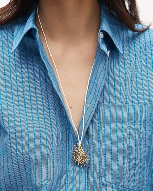 J.Crew Metallic Sun Pendant Necklace - Blue