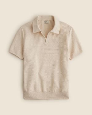 J.Crew Short-Sleeve Cotton Seed-Stitch Sweater-Polo in