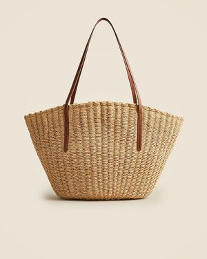J.Crew Como Woven Straw Tote - Brown