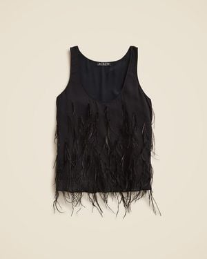 J.Crew Feather-Embellished Tank Top - Black