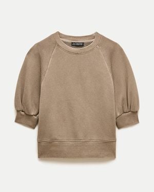 J.Crew Heritage Terry Puff-Sleeve Sweatshirt - Natural