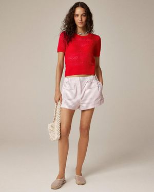 J.Crew Cashmere Pointelle Short-Sleeve T-Shirt - Red
