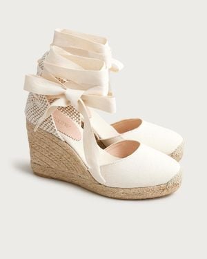 J.Crew Made-In-Spain Lace-Up High-Heel Espadrilles - Natural