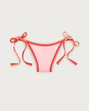 J.Crew Cheeky Crochet-Trim String Bikini Bottom - Pink