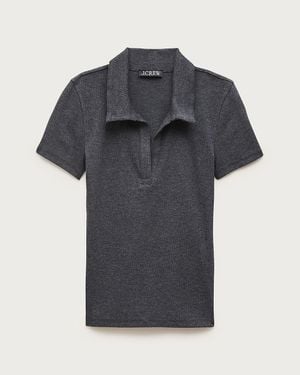 J.Crew Perfect Rib Johnny-Collar Top - Black
