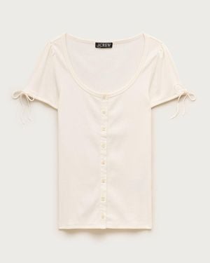 J.Crew Perfect Rib Button-Up Shirt With Satin Trim - Natural