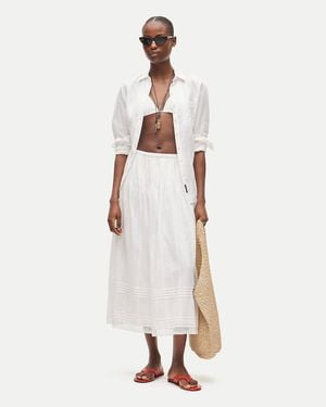 J.Crew Petite Embroidered Midi Slip Skirt - Natural