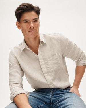 J.Crew Slim Untucked Baird Mcnutt Irish Linen Shirt - Natural