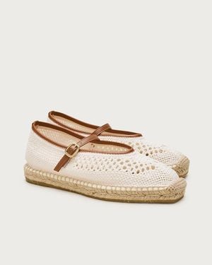 J.Crew Made-In-Spain Sophie Mary Jane Espadrilles With Crochet - Natural