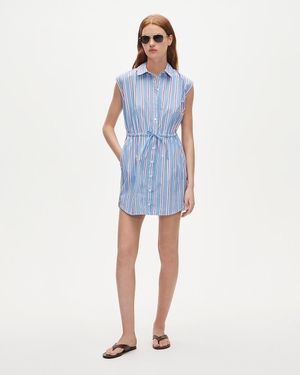 J.Crew Tall Cap-Sleeve Shirt-Dress - Blue