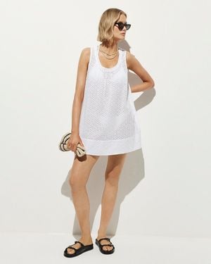 J.Crew Ruffle-Trim Scoopneck Eyelet Mini Dress - White