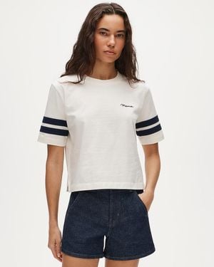 J.Crew "Boyfriend Jersey Relaxed Cropped "Mama" Graphic T-Shirt" - White