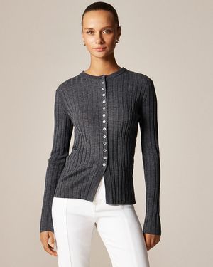J.Crew Wide-Rib Fitted Cardigan Top - Blue