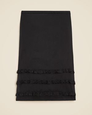 J.Crew Crinkled Ruffle-Trim Slip Skirt - Black