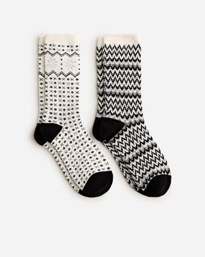 J.Crew Cozy Fair Isle Socks Two-Pack - White
