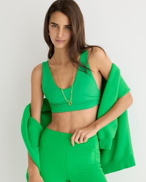 J.Crew Cloudstretch V-Neck Sports Bra - Green
