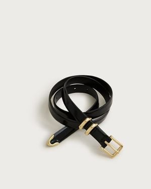 J.Crew Thin Spazzolato Italian Leather Belt - Black