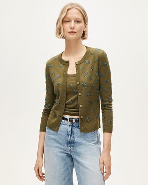 J.Crew Collection Crewneck Cardigan - Green