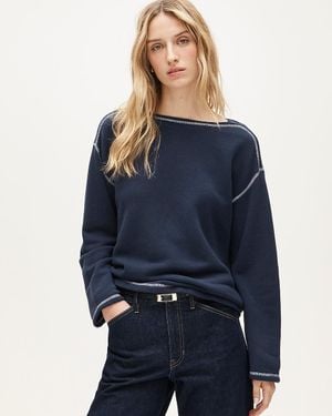 J.Crew Heritage Terry Boatneck Sweatshirt With Contrast Stitch - Blue
