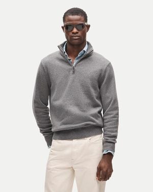 J.Crew Heritage Cotton Quarter-Zip Sweater - Gray