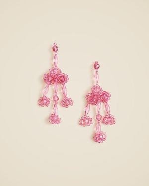 J.Crew Beaded Chandelier Earrings - Pink