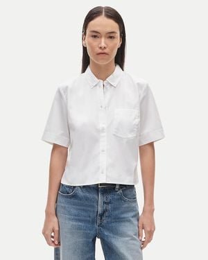 J.Crew Cropped Button-Up Short-Sleeve Shirt - White