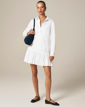 J.Crew Tall Amelia Long-Sleeve Shirt-Dress - White