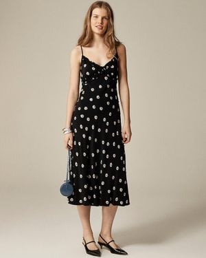 J.Crew Collection Embellished Ruffle-Trim Slip Dress - Black